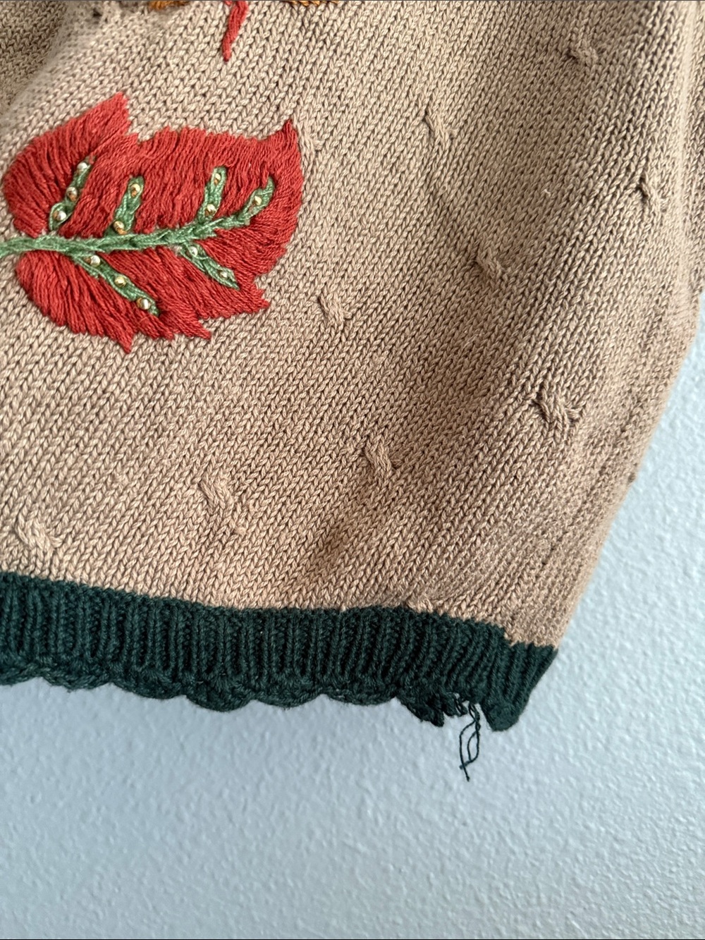 TEDDI Embroidered Floral Leaf Button Front Sweater Vest – Large - Picture 6 of 6